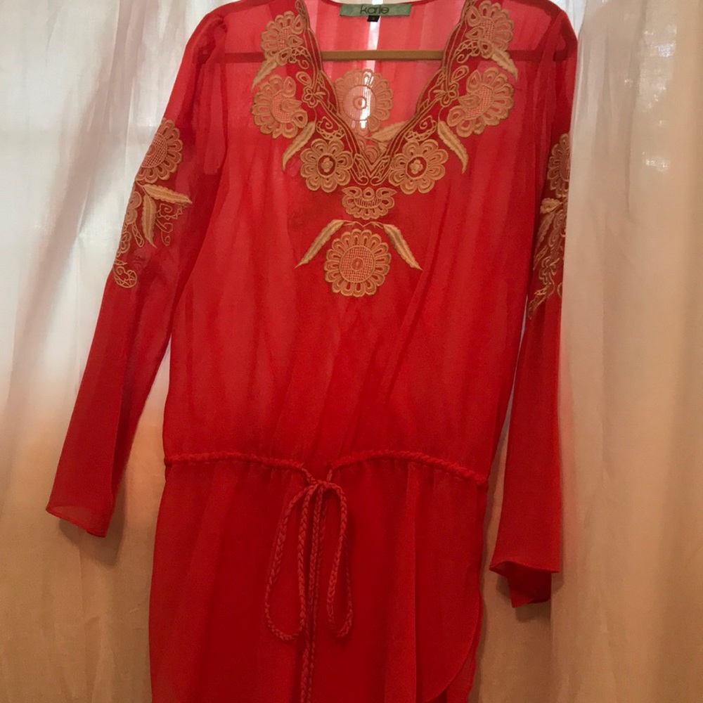 Karlie shear embroidered blouse
